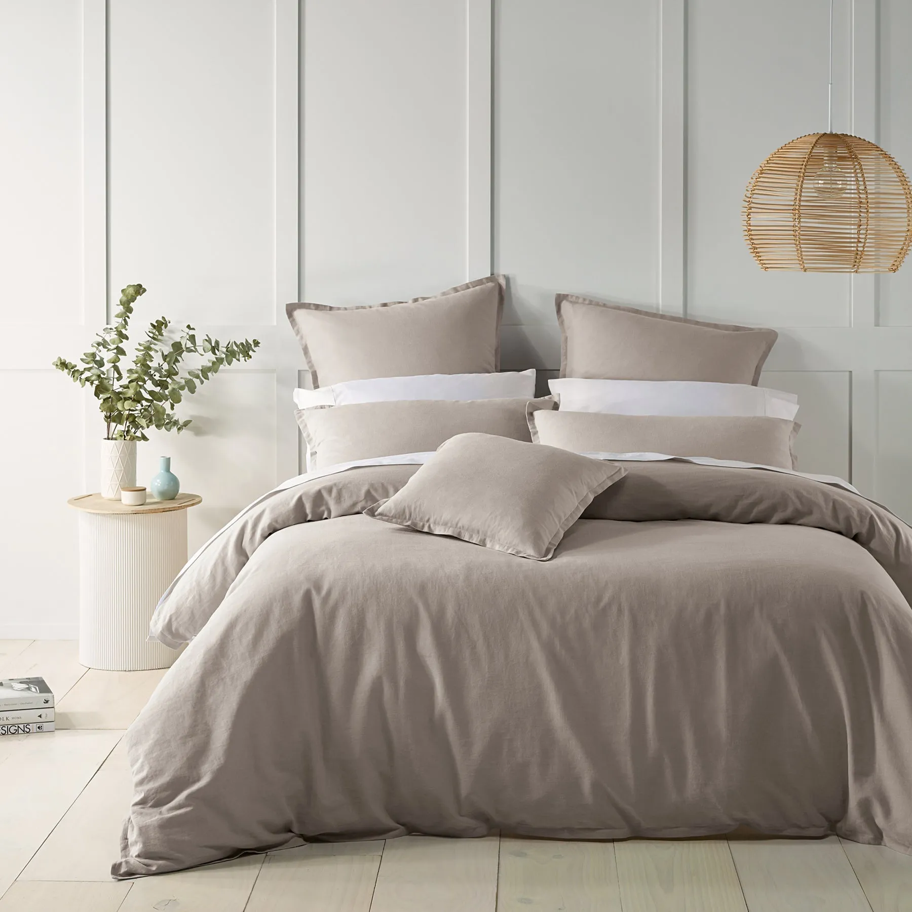 Bianca Bedding WELLINGTON QUILT COVER SET SOFT OATMEAL