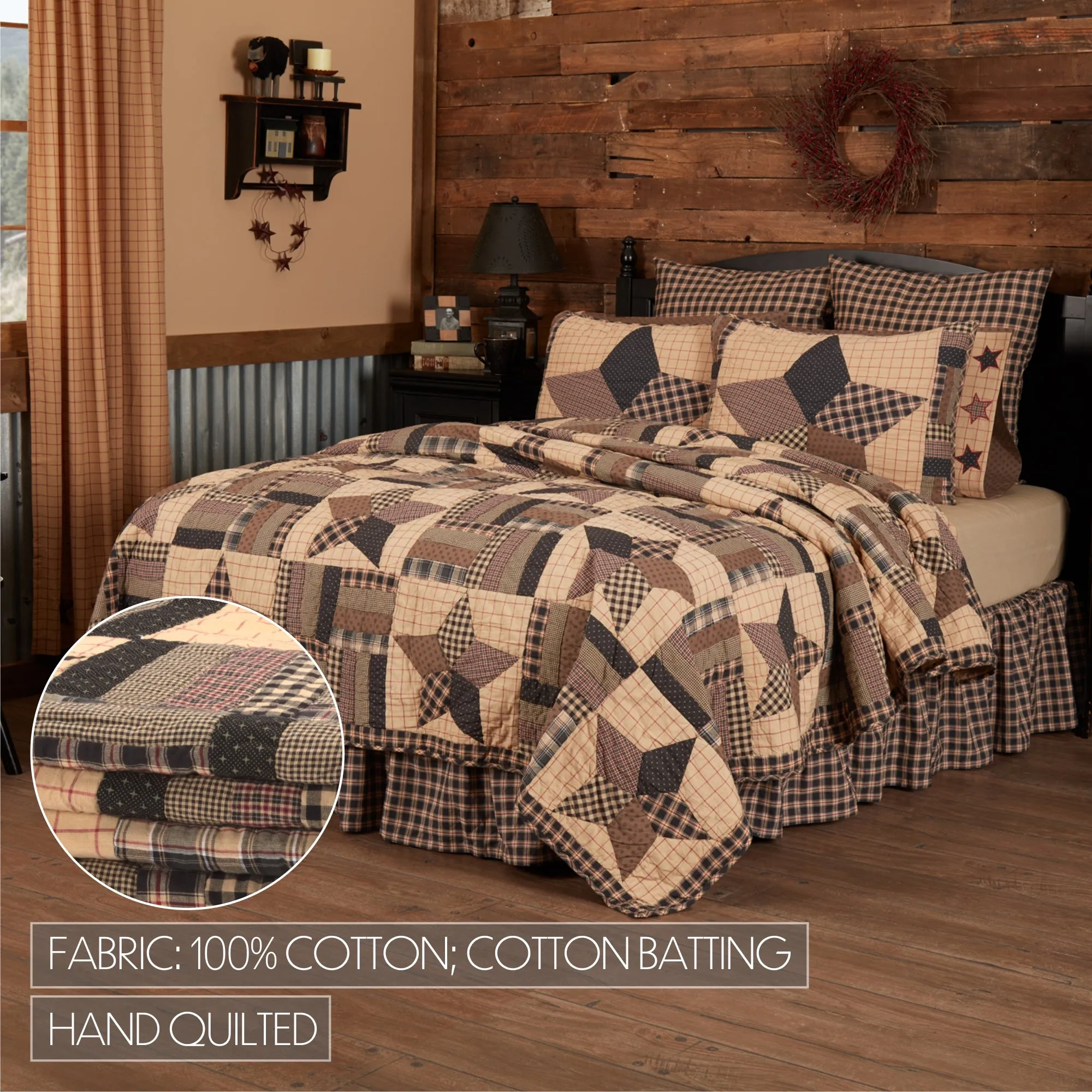 Bingham Star King Quilt Set;1 Quilt and 2 Shams