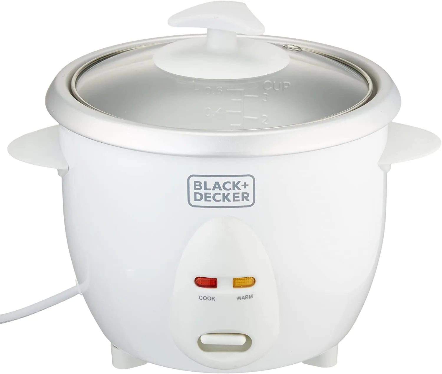 Black Decker, 350W 0.6L, 2.5 Cup Rice Cooker, White, RC650