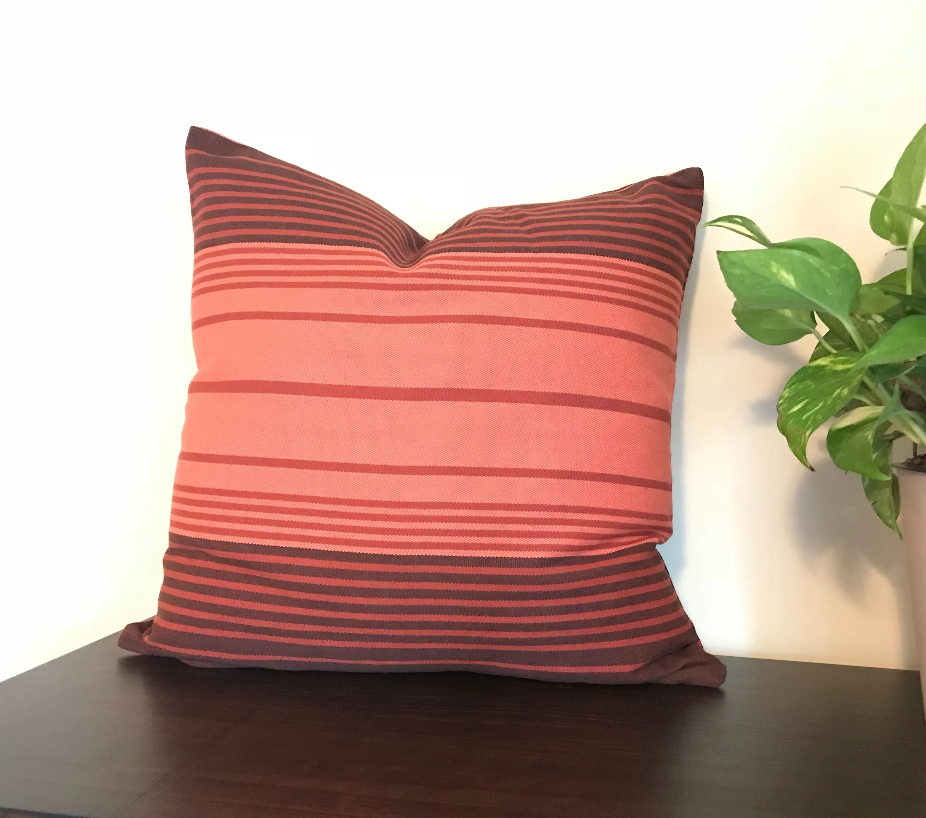 Blush Pink Brown Striped Pillow | BLUSH