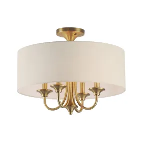 Bongo 4-Light Pendant / Semi-Flush Mount in Natural Aged Brass