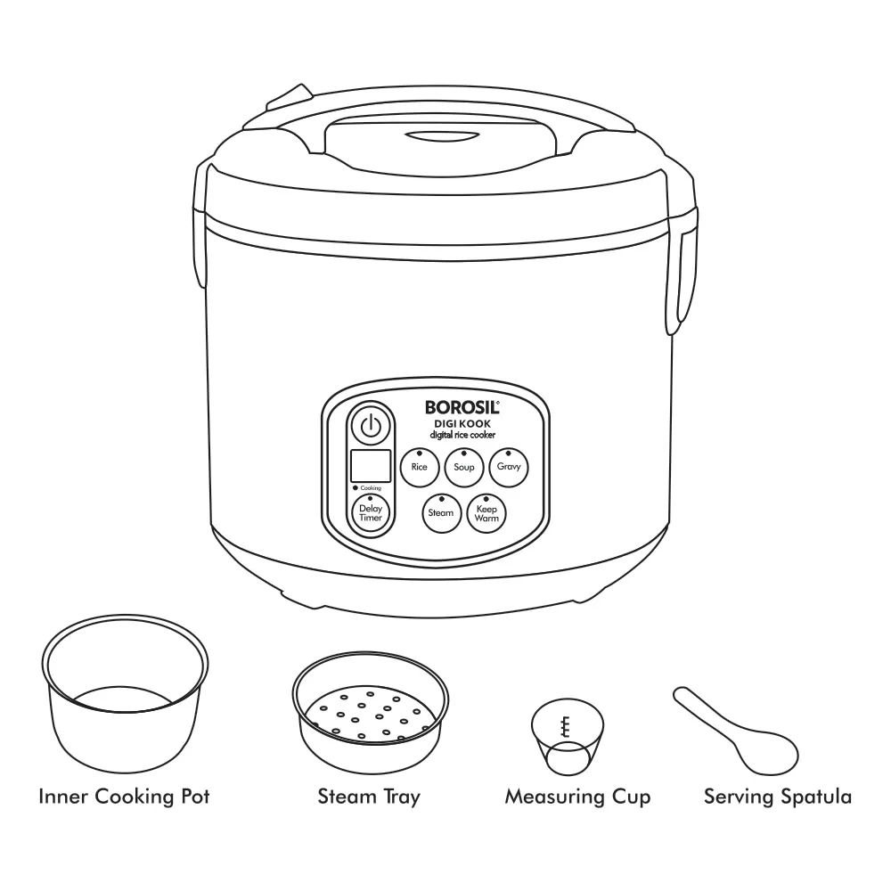 Borosil Digikook Electric Cooker, 1.8L