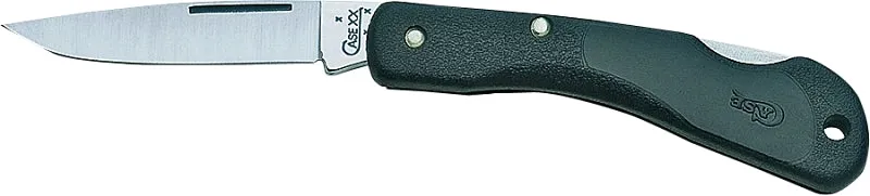 CASE 00253 Folding Pocket Knife, 2-1/4 in L Blade, Tru-Sharp Surgical Stainless Steel Blade, 1-Blade, Black Handle :EA: QUANTITY: 1