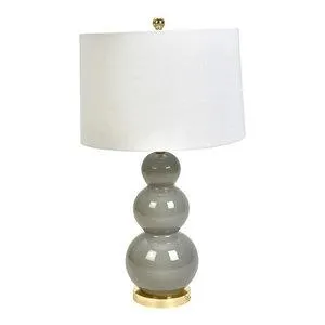 CERAMIC 29" TRIPLE GOURD TABLELAMP, GRAY