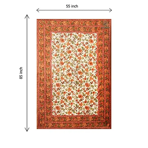 CHHAARODIYA Organic Cotton Jaipuri Razai Bed Blanket Ac Quilt for Winter and Summer Soft Light Weight Rajasthani Traditional Rajai Cotton Comforter, (Color -Beigee, Double Bed Quilt, Pack of 1)