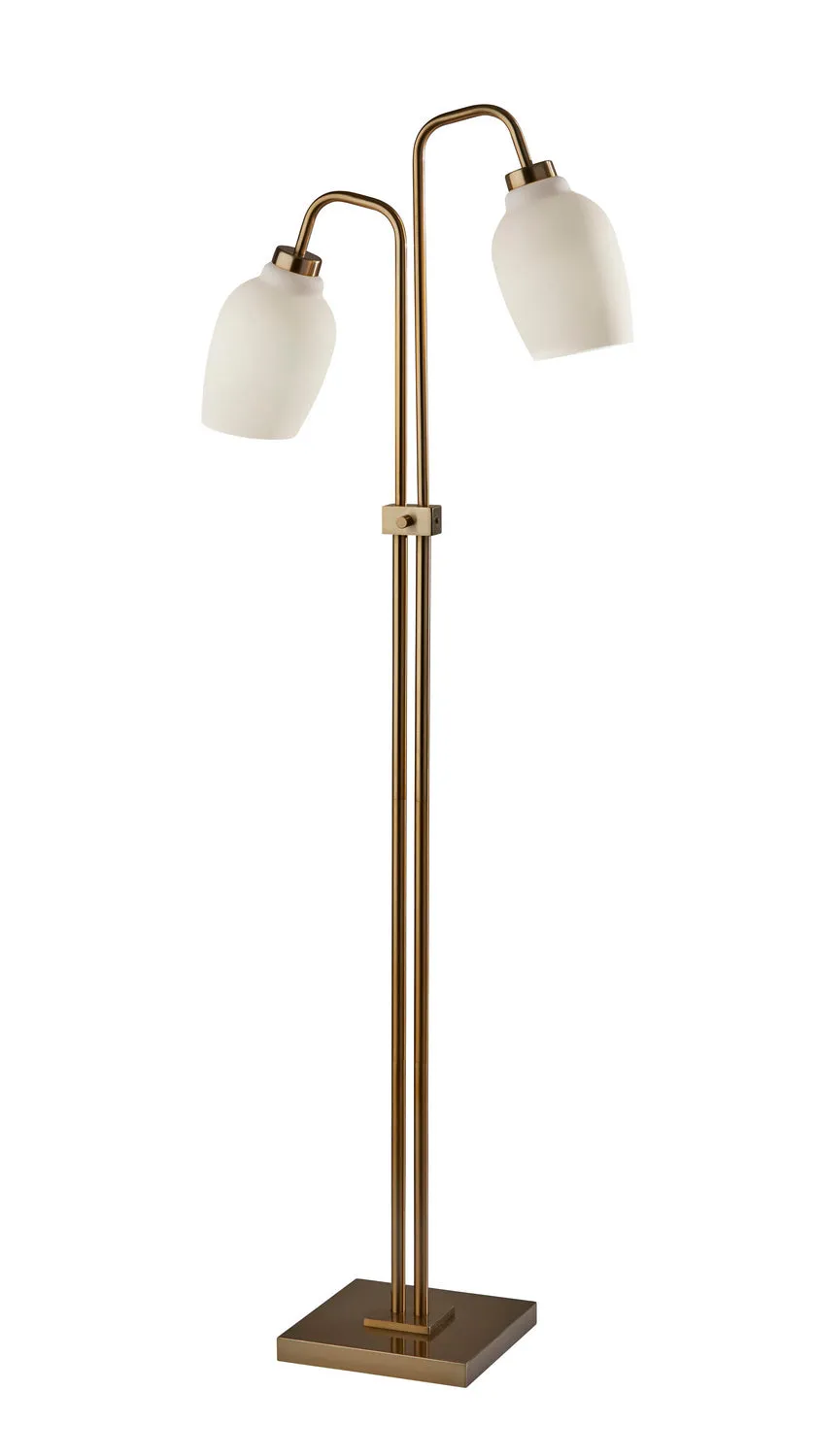 Clara 2-Light Floor Lamp in Antique Brass