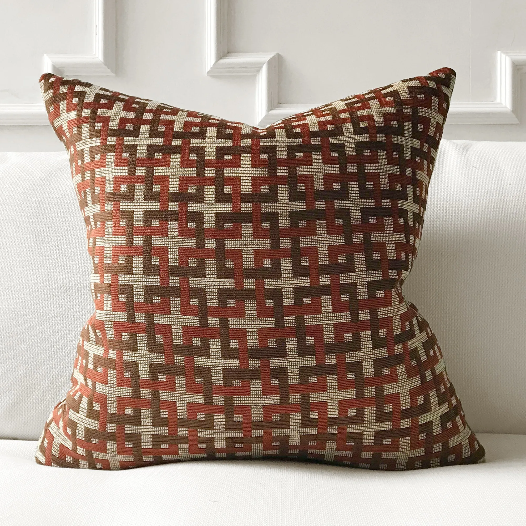 Clay Mid Century Geometric Throw Pillow Cover 24x24