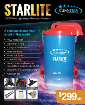 Cleanstar Starlite Commercial 1000 Watt Backpack Vacuum Cleaner Unavailable