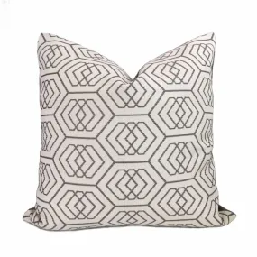 (CLEARANCE) Kravet Thom Filicia Fiscoe Geometric Hexagon Gray Off-White Pillow Cover