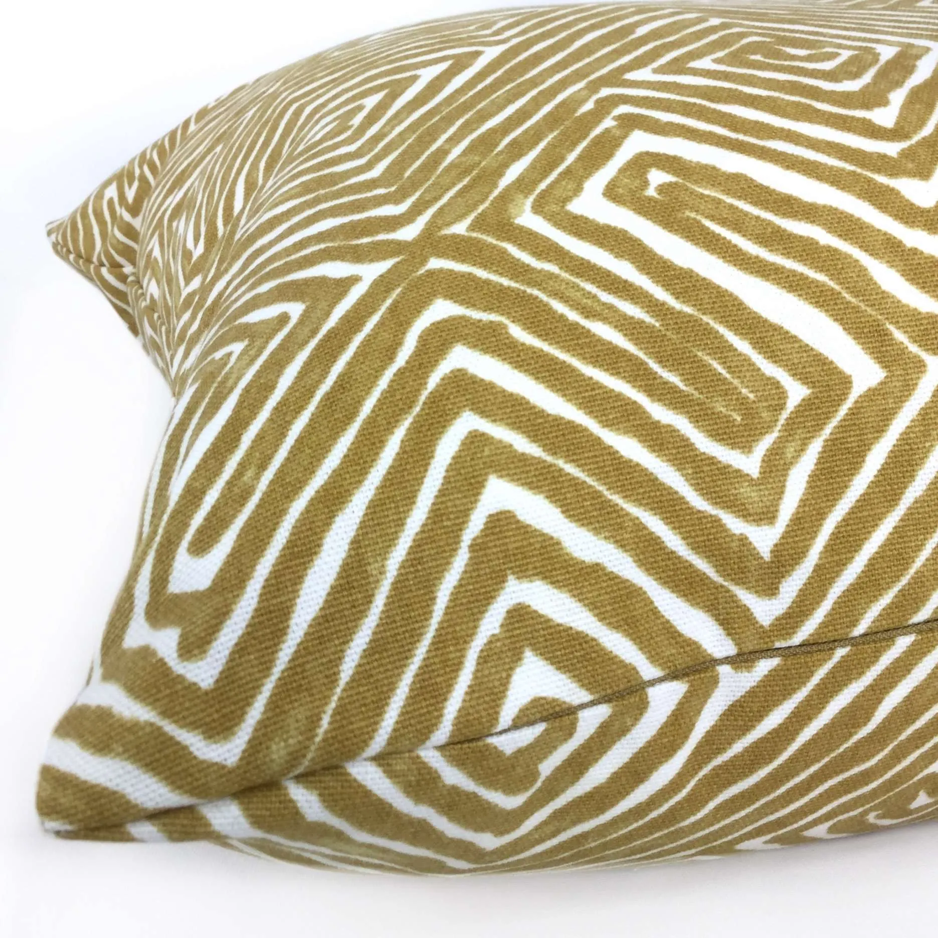 (CLEARANCE) Nate Berkus Tribal Maze Ochre Yellow Cream Cotton Print Pillow Cover