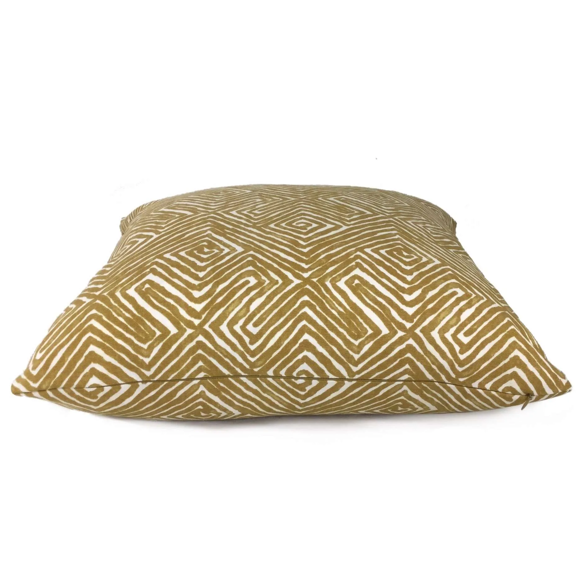 (CLEARANCE) Nate Berkus Tribal Maze Ochre Yellow Cream Cotton Print Pillow Cover