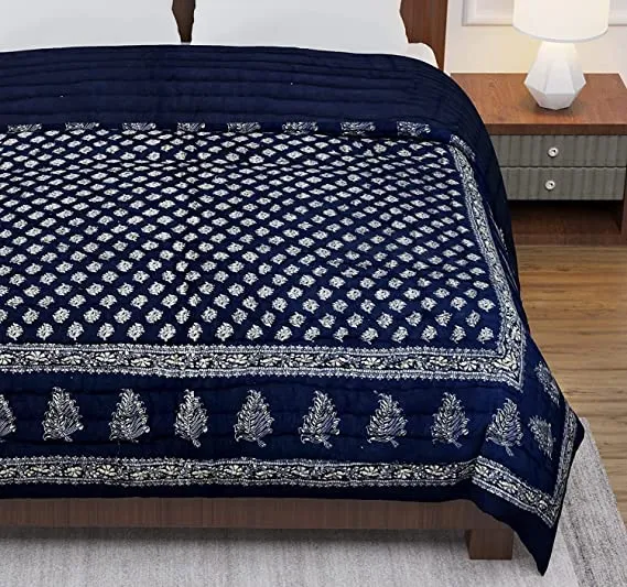 Click Tick Craft 240 TC Single Bed Cotton Jaipuri Razai Bed Blanket Ac Quilt for Winter Soft Light Weight Rajasthani Traditional Rajai Cotton 85 x 55 inch (Design 3, Single Bed)