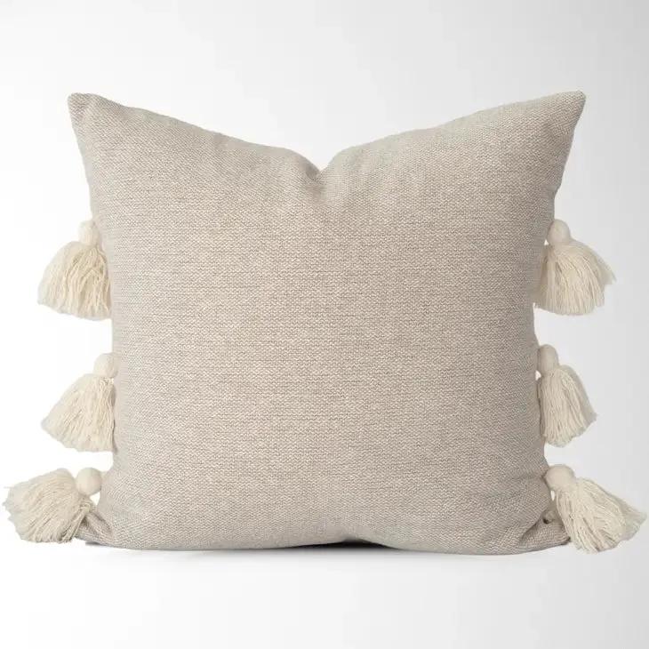 Coraline Textured Pillow with Side Tassels