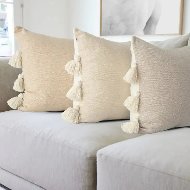 Coraline Textured Pillow with Side Tassels