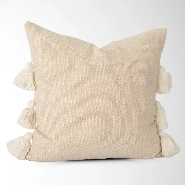 Coraline Textured Pillow with Side Tassels