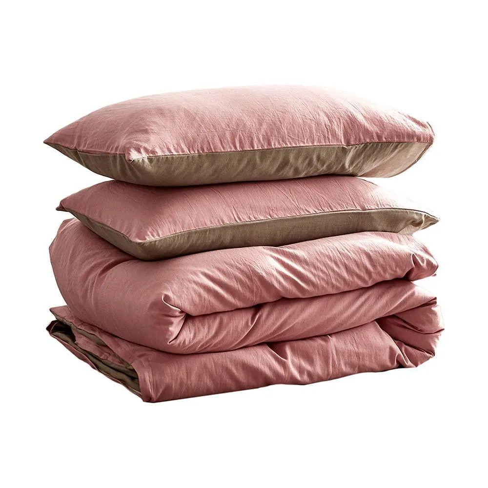 Cosy Club Duvet Cover Quilt Set Doona Cover Pillow Case Blush Beige KING