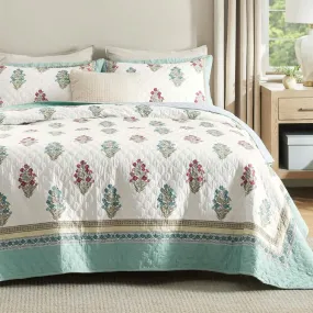 Cotton Patterned  White Quilt Set