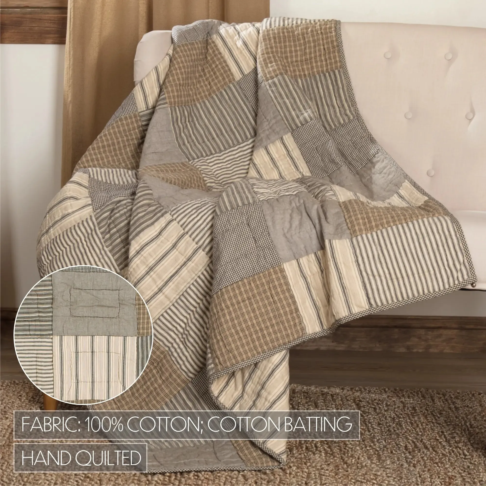 Country Block Quilted Throw Blanket