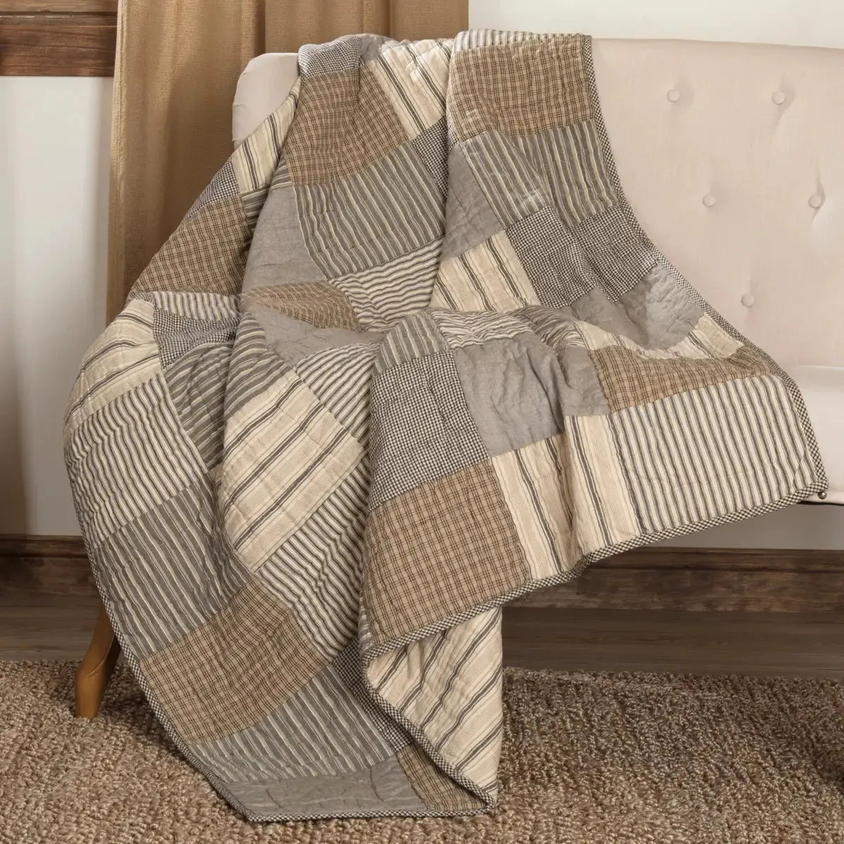 Country Block Quilted Throw Blanket