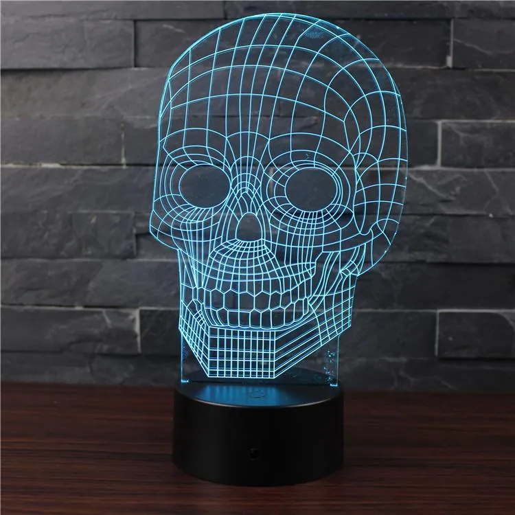 Creative Gifts Touch Sensor Colorful 3D Skull Flower Head LED Night Lights Crossbones Table Lamp Child Baby Sleeping Lighting