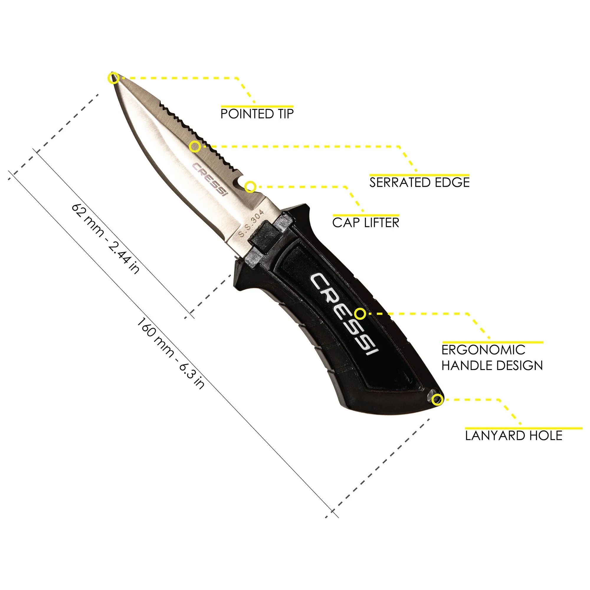 Cressi Lima Stainless Steel Scuba Dive Knife