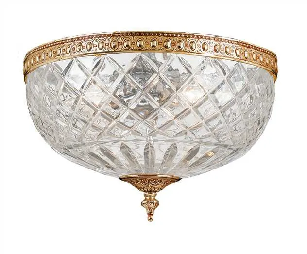 CRYSTAL 2 LIGHT CEILING MOUNT, OLDE BRASS