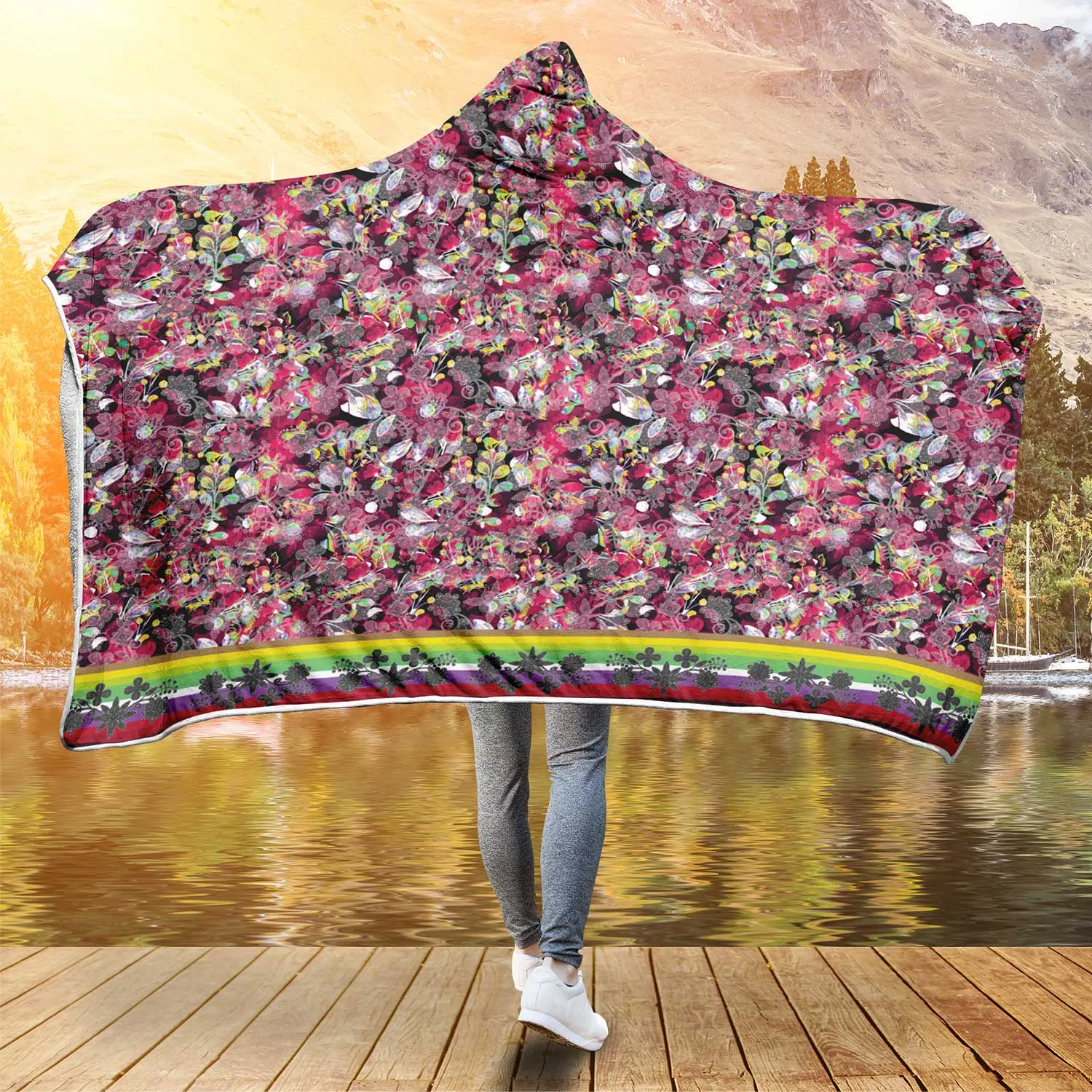 Culture in Nature Maroon Hooded Blanket