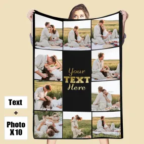 Custom 10 Photos/Text Blankets to Make Gifts for Your Lover/Family