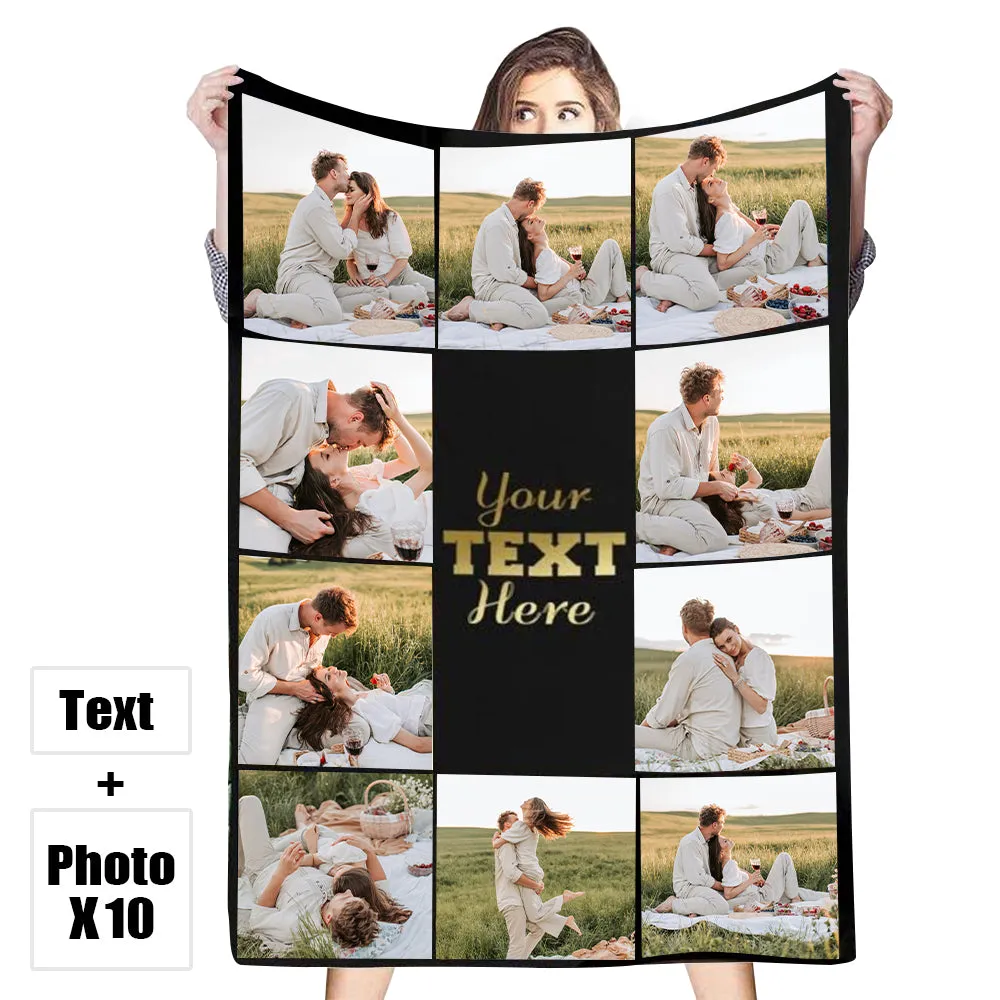 Custom 10 Photos/Text Blankets to Make Gifts for Your Lover/Family