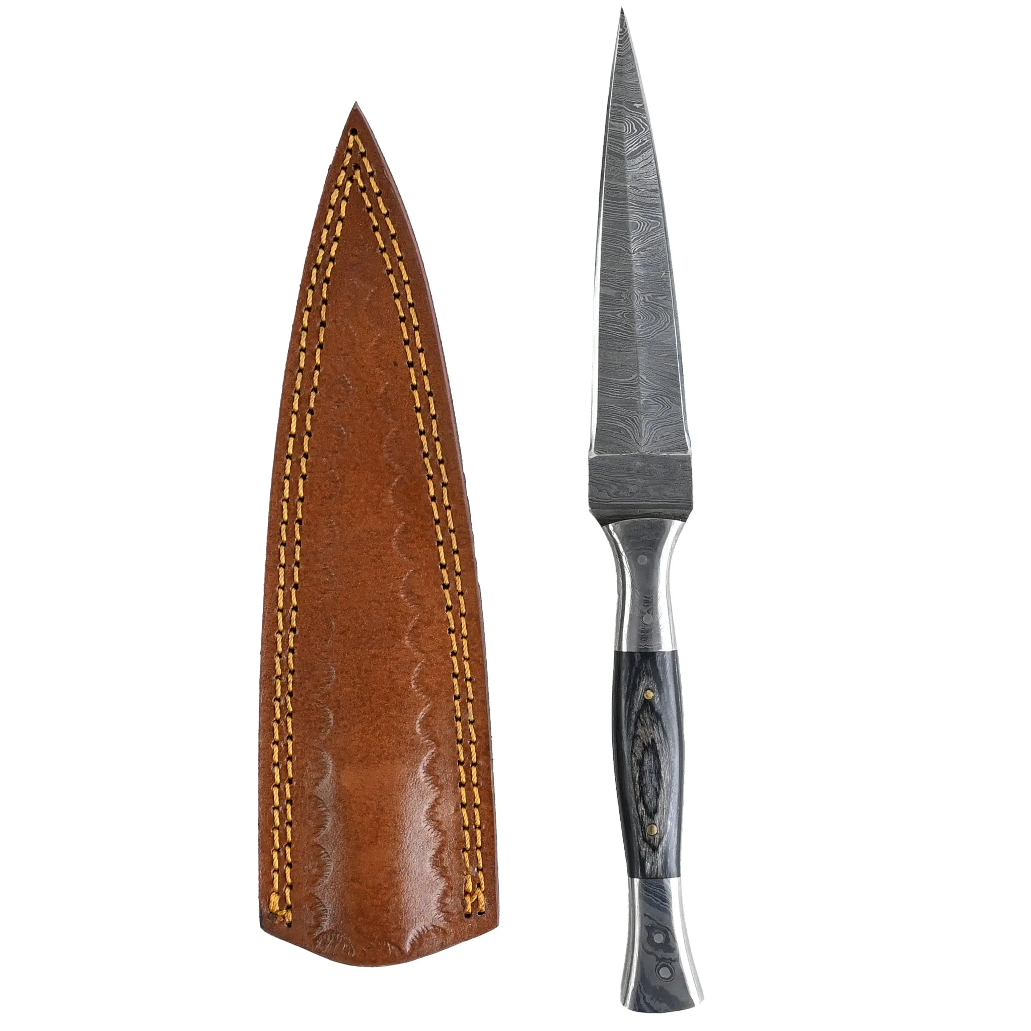 Damascus Two Side Boot Knife with Pakka Wood Handle KDG1551BLK