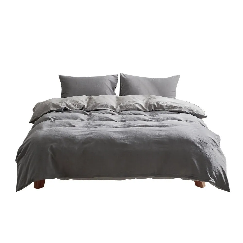 Deluxe Duvet Cover Quilt Set Single Flat Cover Pillow Case Grey Inspired