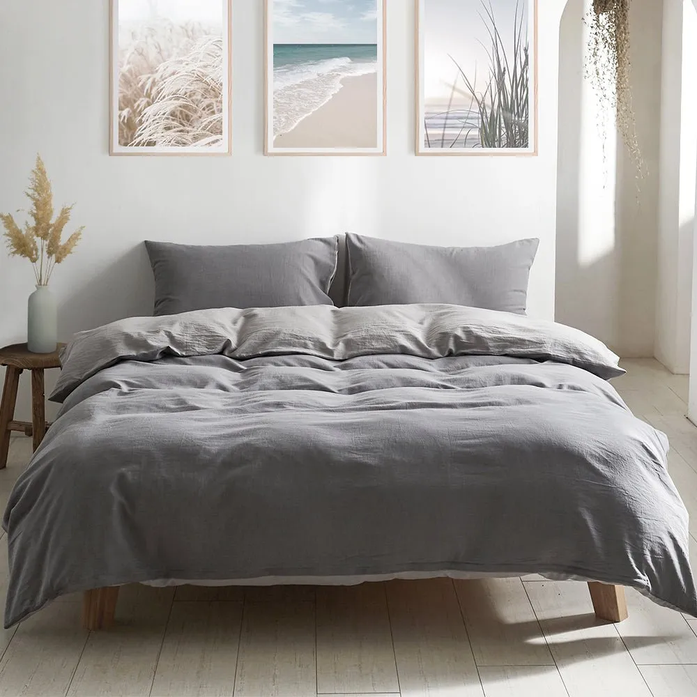 Deluxe Duvet Cover Quilt Set Single Flat Cover Pillow Case Grey Inspired