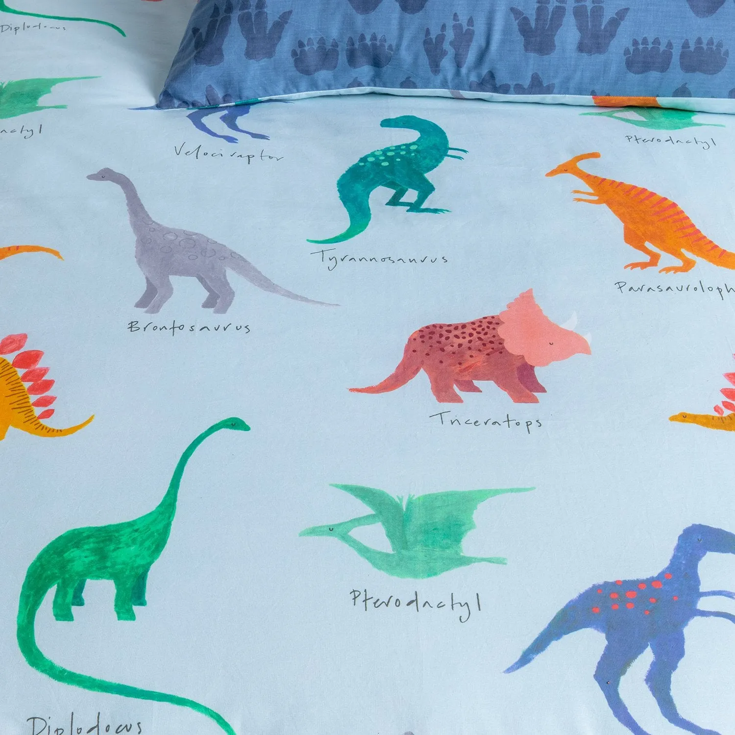 Dinosaur Dreamer Blue Multi Kas Kids Quilt Cover Set