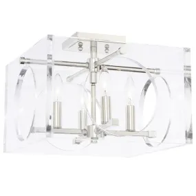 DRAKE 4 LIGHT CEILING MOUNT, POLISHED NICKEL