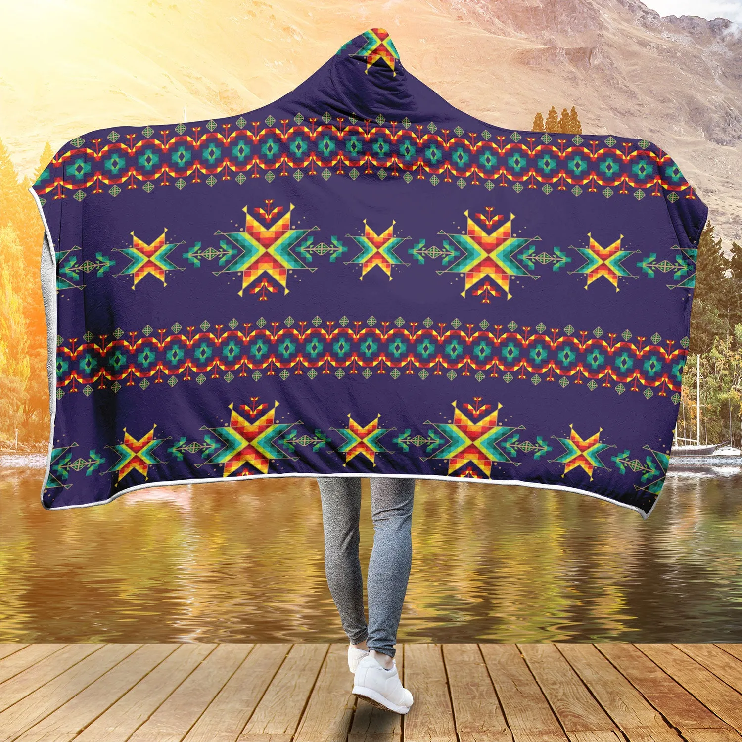 Dreams of Ancestors Indigo Hooded Blanket