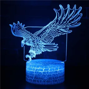 Eagle 3D Night Light 7 Color Change USB Table Desk Lamp For Home Bedroom Atmosphere Decoration Kids Gift Toys