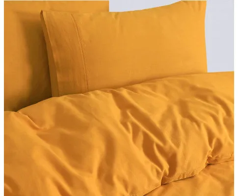 Elan Linen 100% Egyptian Cotton Vintage Washed 500TC Quilt Cover Set - Mustard