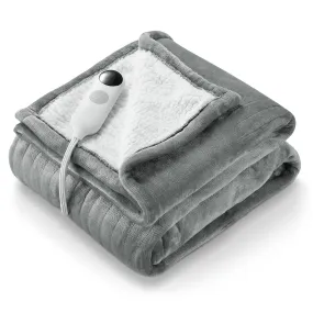 Electric Heated Blanket 50" x 60" Soft Heated Throw for Couch, Flannel & Sherpa Reversible, Fast Heating with 6 Temperature Levels & 8hrs Auto Off, Machine Washable and ETL Certification