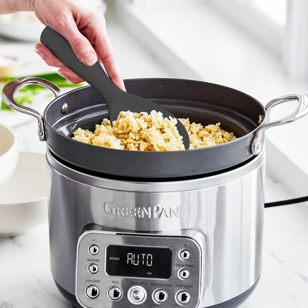 Elite 10-Cup Carb-Reducing Rice & Grains Cooker | Premiere Stainless Steel