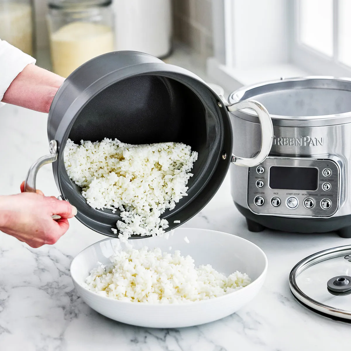 Elite 10-Cup Carb-Reducing Rice & Grains Cooker | Premiere Stainless Steel