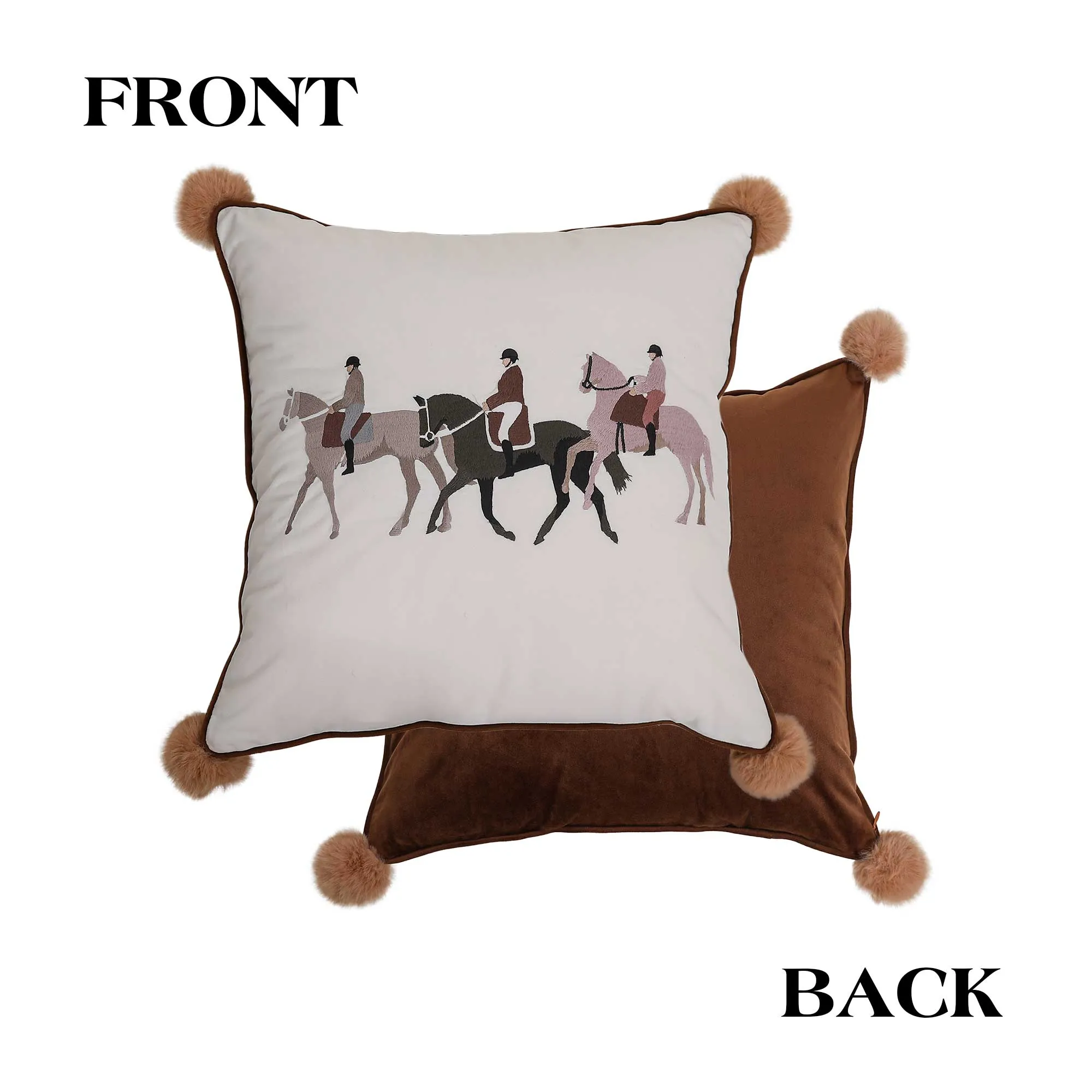 Equestrian Handmade Embroidered Knight Throw Pillow Cover