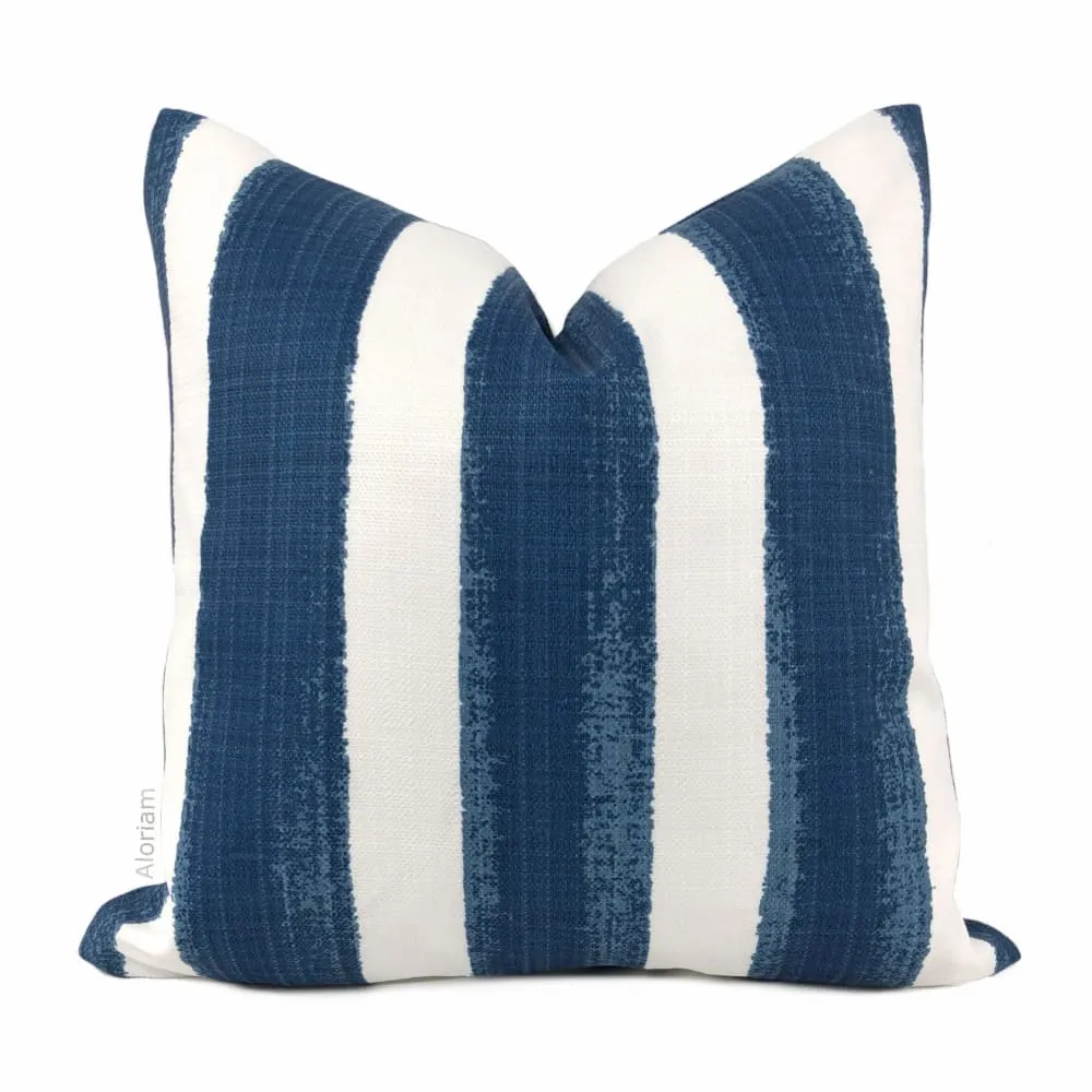 Ethan Navy Blue White Stripe Indoor Outdoor Pillow Cover