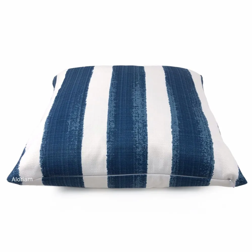 Ethan Navy Blue White Stripe Indoor Outdoor Pillow Cover