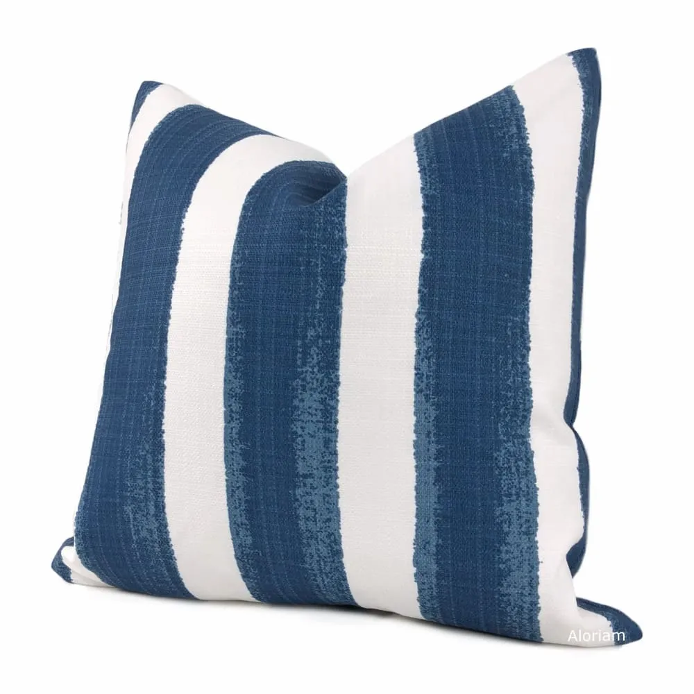 Ethan Navy Blue White Stripe Indoor Outdoor Pillow Cover