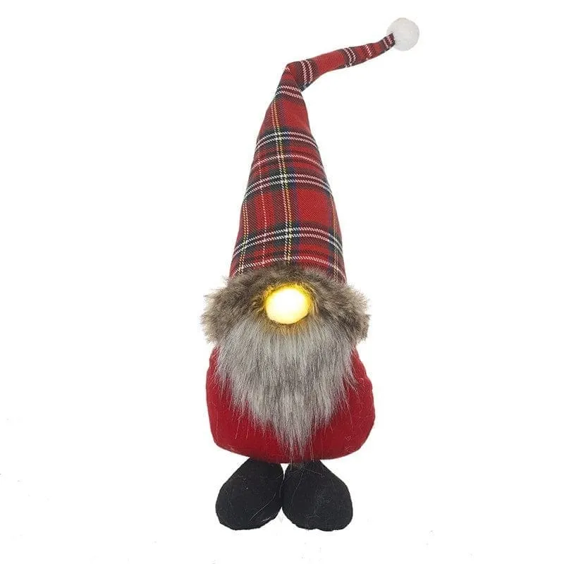 Festive Tartan Gonk with Light Up Nose