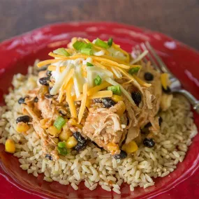 Fiesta Chicken with Tortilla Chips and Brown Rice: Slow-Cooker or Pressure Cooker*