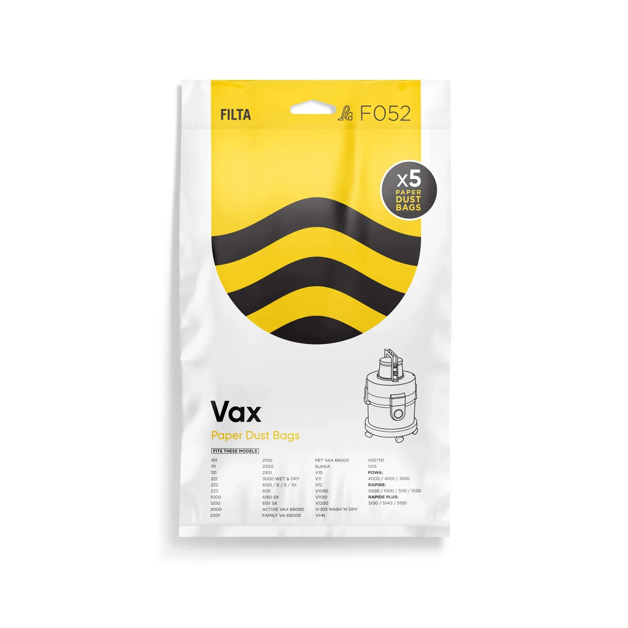 Filta Vax Paper Vacuum Cleaner Bags, 5 pack