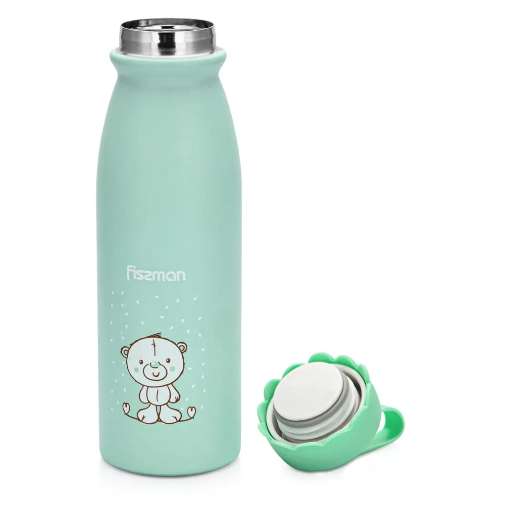 Fissman Double Wall Vacuum Thermos Bottle Light Green/White 450ml