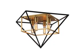 Four Light Ceiling Mount from the Pryor Collection in Antique Gold/Black Finish by Eglo USA