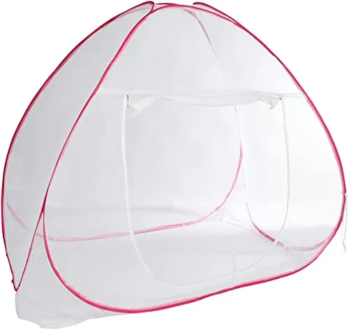 Fun Homes Polyester Foldable Mosquito Net Tent,Single Bed, 6.5 Ft X 4 Ft (Pink), Full (F_26_FUNHOME016877)